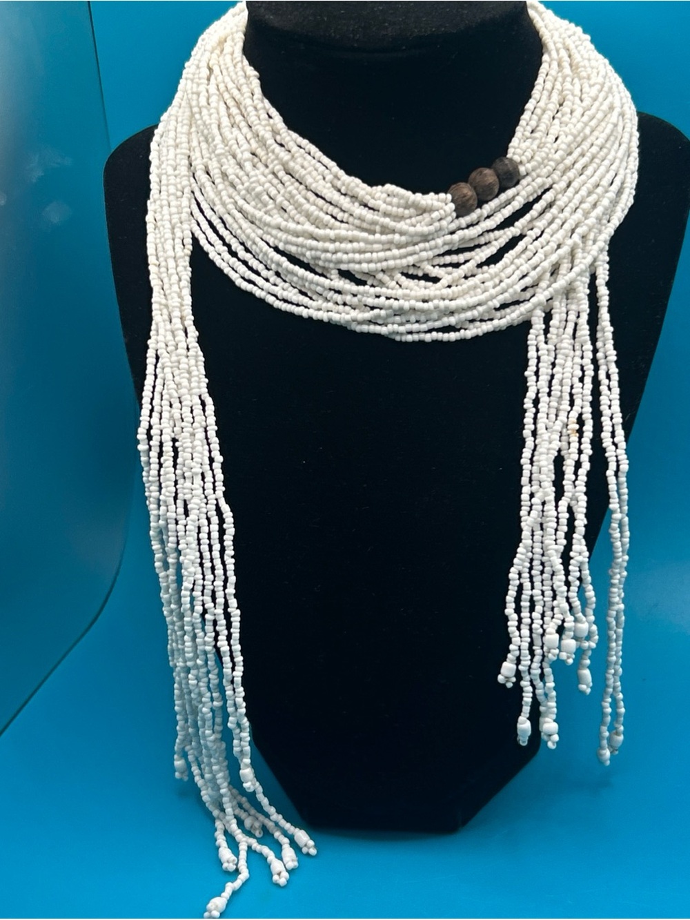 Vintage 64 In Glass Seed Bead Multi Strand Necklace Belt Scarf Estate Find
